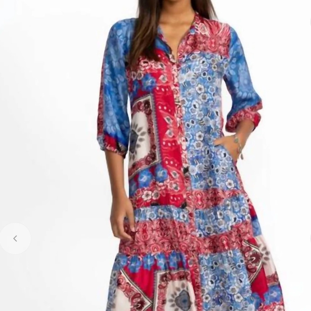 Johnny Was Cornelia 100% Silk Dress in Mayborn Scarf - Picture 3 of 7